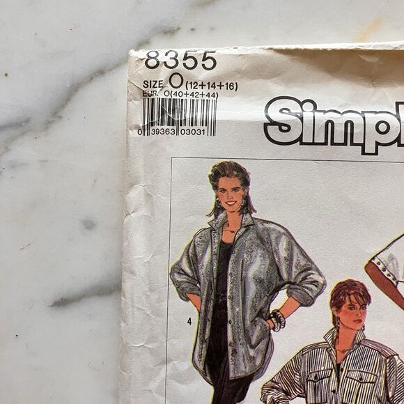 Vintage Simplicity 8355 Misses Loose-Fitting Shirt Pattern Size 12-14-16 Uncut - Picture 2 of 8